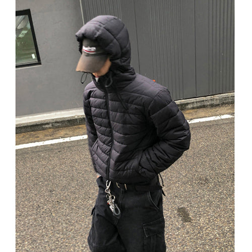 ★韓国人気★ESSU★PREMIUM DIAGONAL ZIPPER HOODED PADDING