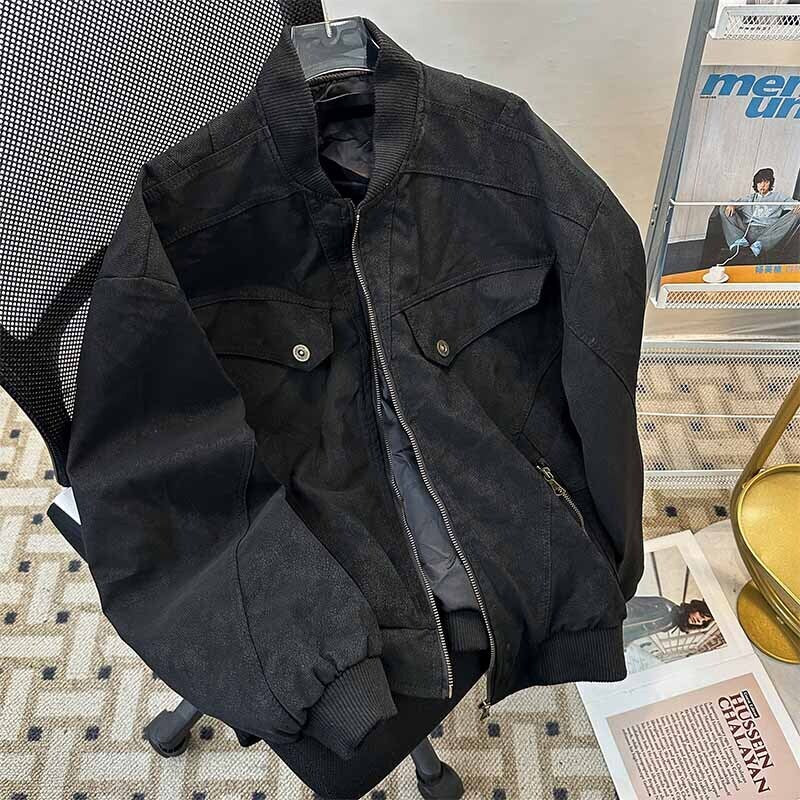 コーデュロイジャケット ユーズド加工 レトロブルゾン 2色 韓国