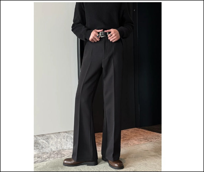 美脚 センタープレス ワイドパンツ 韓国ストリート ハイウエスト