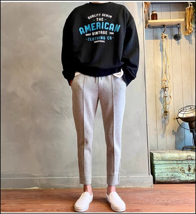 お洒落お出かけ スリム アンクル ルーズ スエットパンツ 綺麗め
