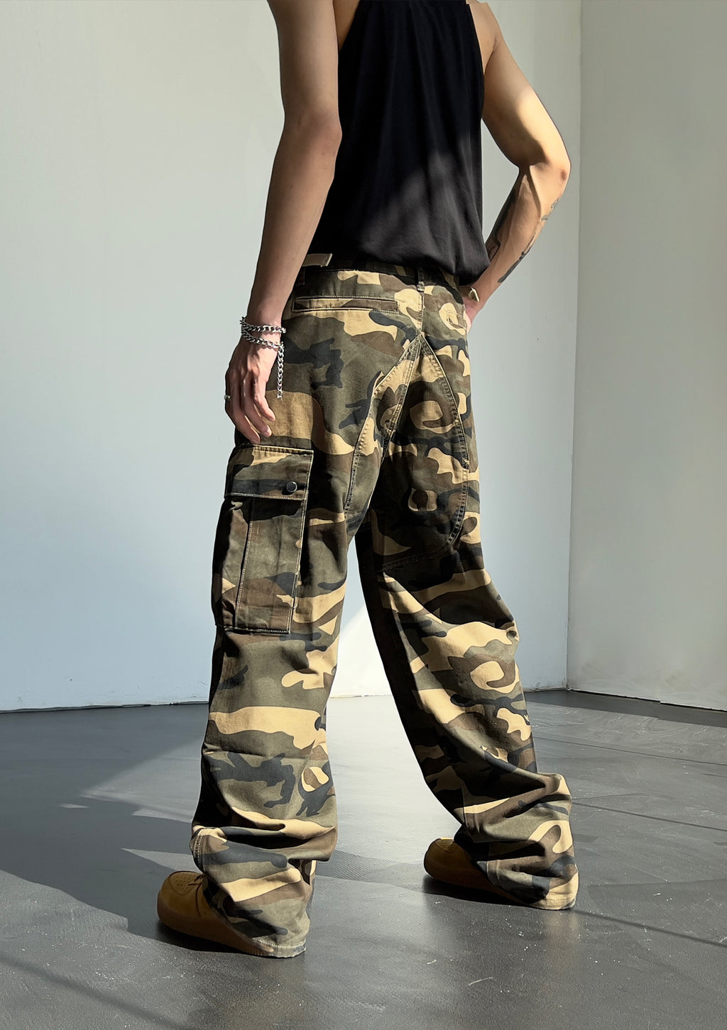 メンズ迷彩カーゴパンツワイドストリート