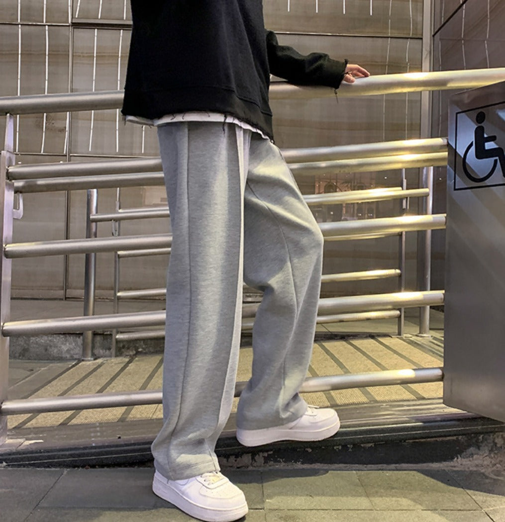 メンズ スウェットパンツ センタープレス 韓国 カジュアル 無地