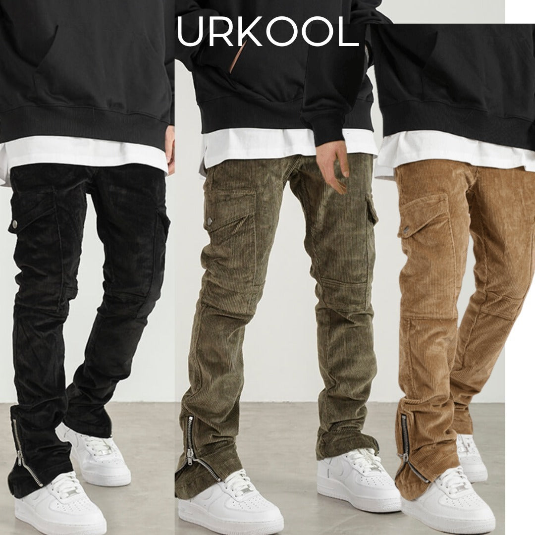 URKOOL 　コーデュロイジッパーカーゴパンツ