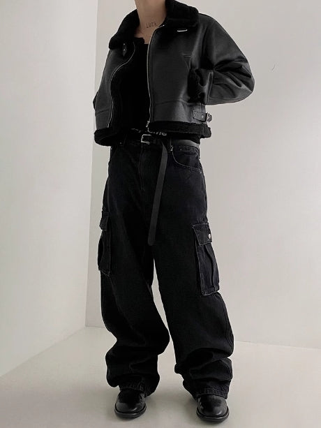 裏ボア レザー ブルゾン 2色 ライダース パイピング cr2037