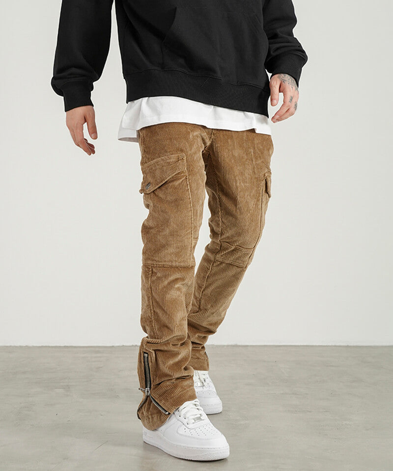 URKOOL 　コーデュロイジッパーカーゴパンツ