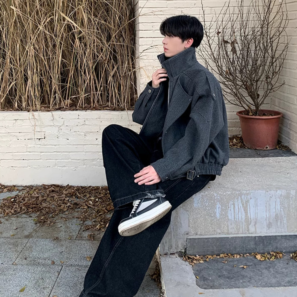 スタンドカラー ジップ ジャケット 2色 ショートブルゾン cr7457