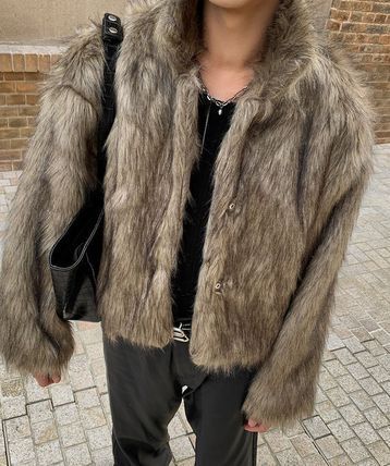 エコファー コート ショート丈 メンズ ジャケット ユニセックス