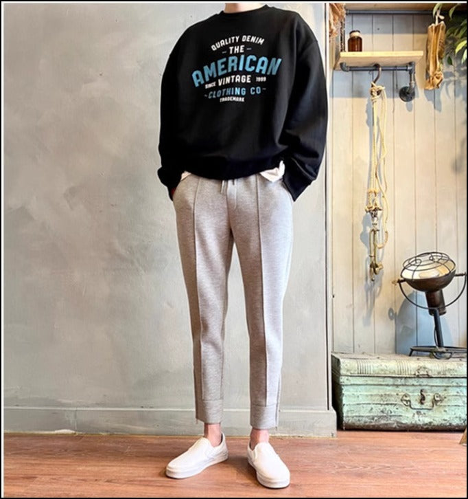 お洒落お出かけ スリム アンクル ルーズ スエットパンツ 綺麗め