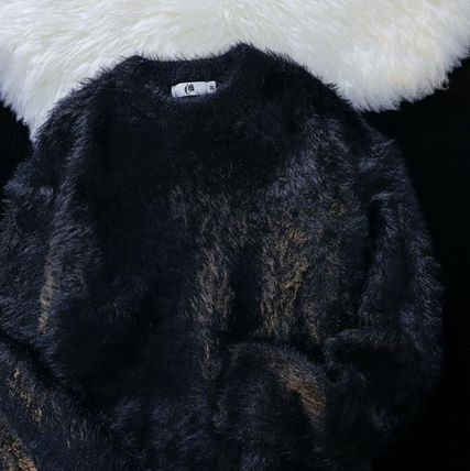 シャギーニット 無地 セーター オーバーサイズ フェイクファー