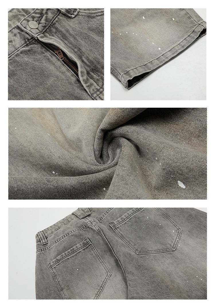 ダメージ加工 バルーン デニム ワイドパンツ メンズ 韓国 hr7881