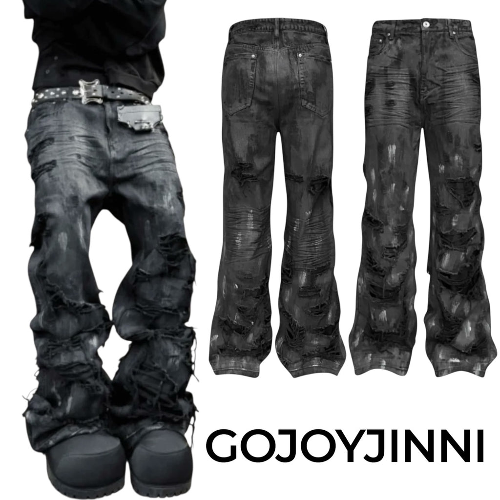 国内で当店のみ GOJOYJINNI - Hand-Distressed Wide-Leg Jeans