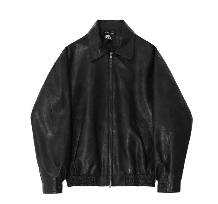 ショート レザー ジャケット 韓国 ブルゾン 秋冬 2色 hr6310