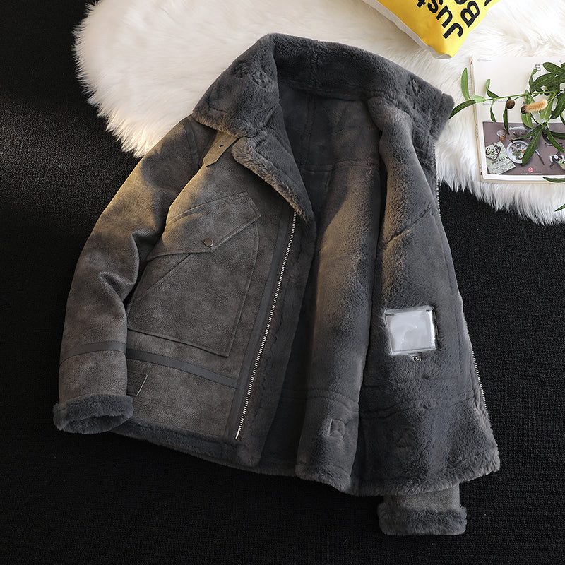 裏ボア レザージャケット グレー フライトジャケット 韓国 n4392