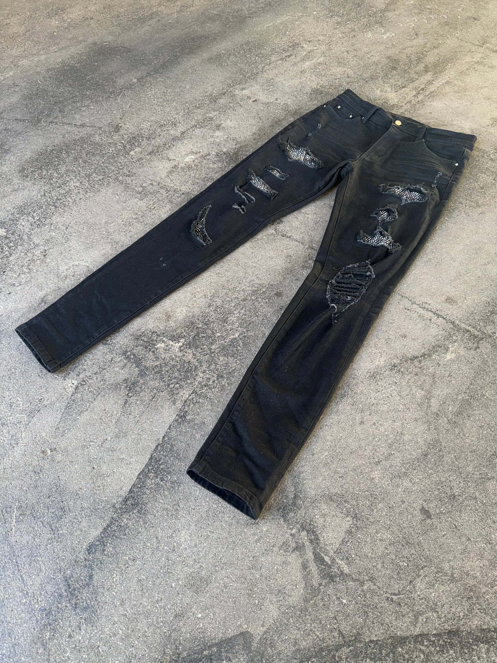 ☆関税/送料込み☆【stwear】UKドリル クリスタルジーンズ