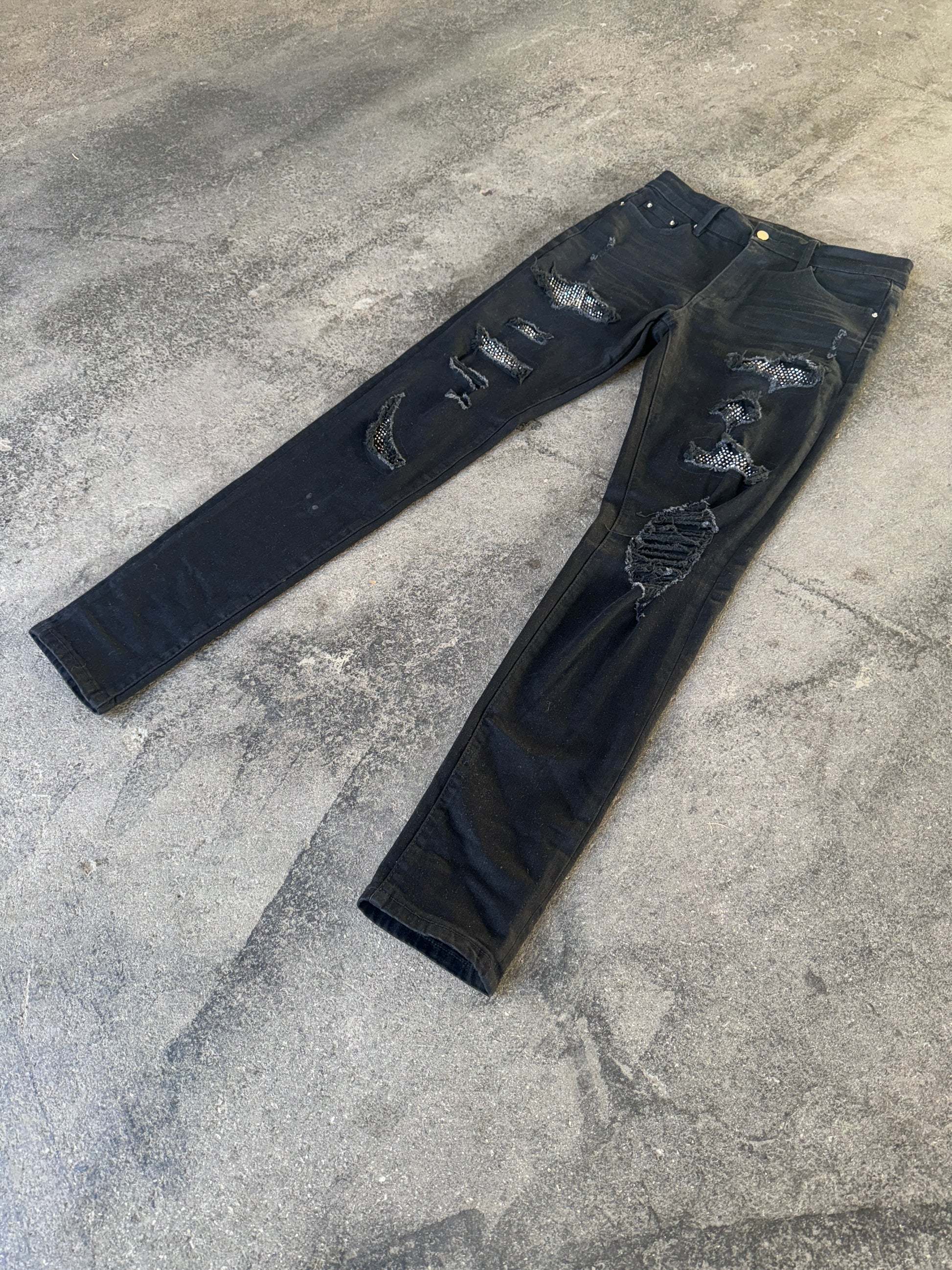 ☆関税/送料込み☆【stwear】UKドリル クリスタルジーンズ