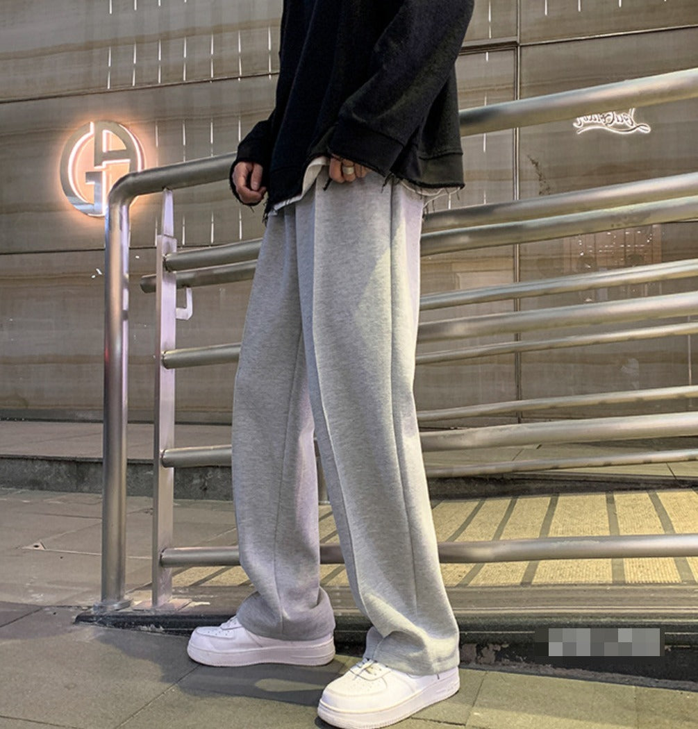 メンズ スウェットパンツ センタープレス 韓国 カジュアル 無地