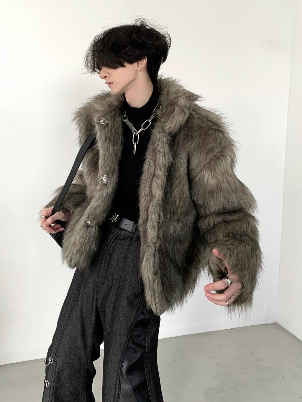 フェイクファー ジャケット 2色 ユニセックス モード 冬 cr2039