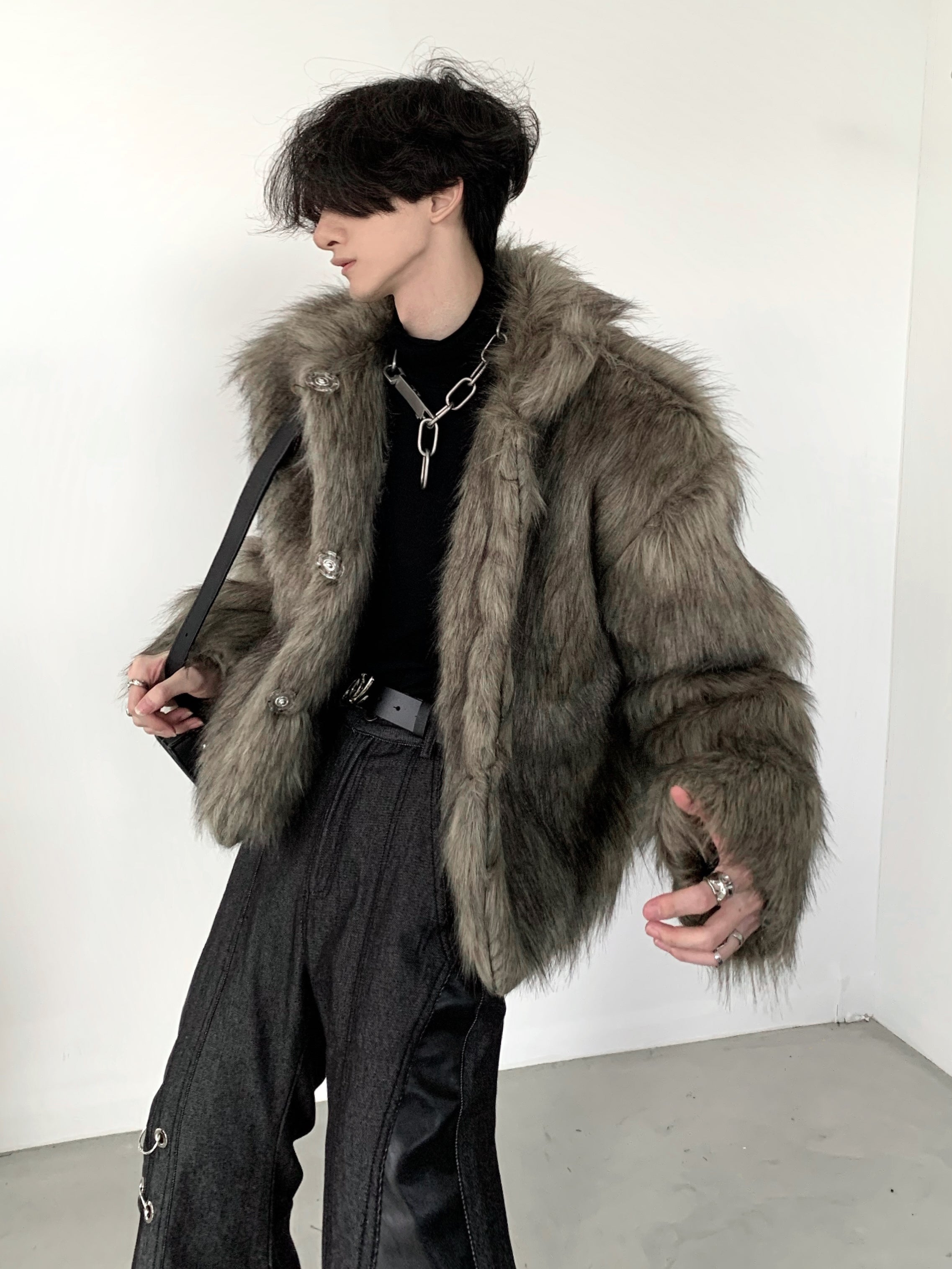 フェイクファー ジャケット 2色 ユニセックス モード 冬 cr2039