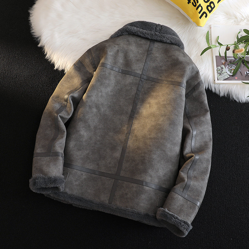 裏ボア レザージャケット グレー フライトジャケット 韓国 n4392