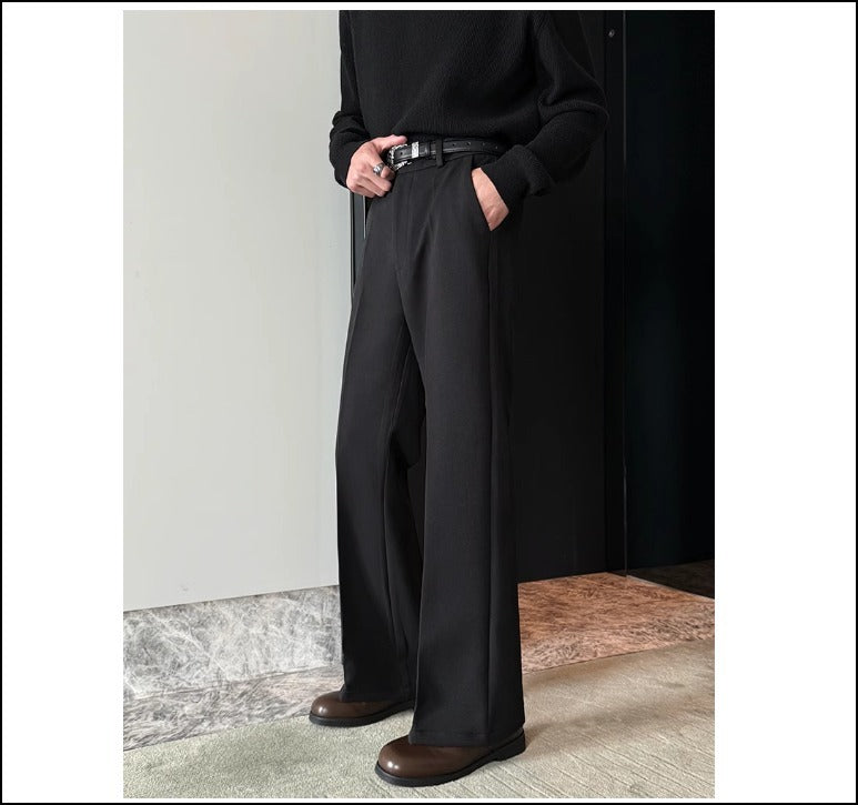 美脚 センタープレス ワイドパンツ 韓国ストリート ハイウエスト