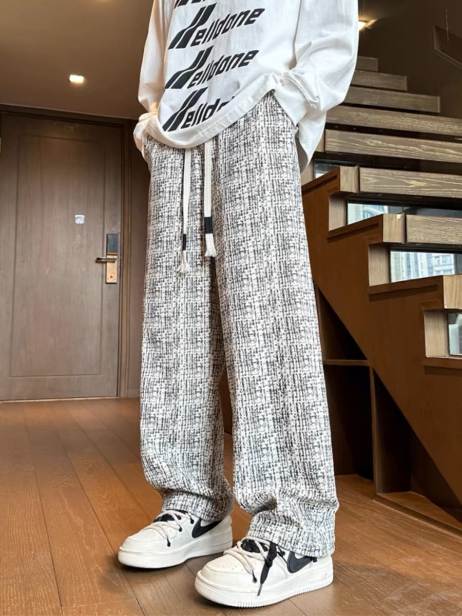 メンズベロアロングパンツストレート春秋おしゃれ
