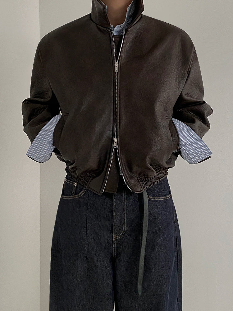 ショート レザー ジャケット 2色 ライダースジャケット cr5519