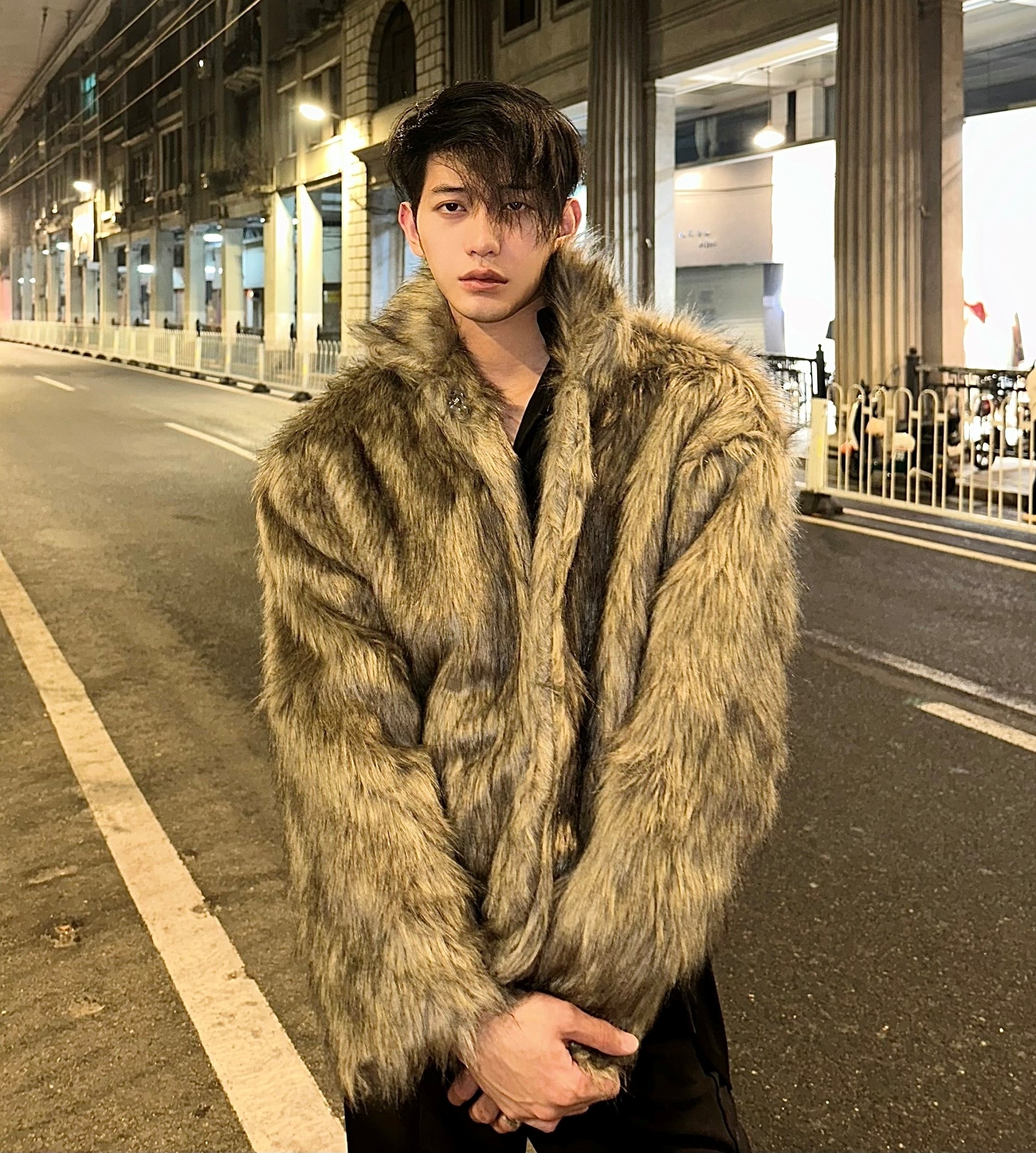 ファー ショートコート ミンク調 ジャケット 韓国 2色 hr6090