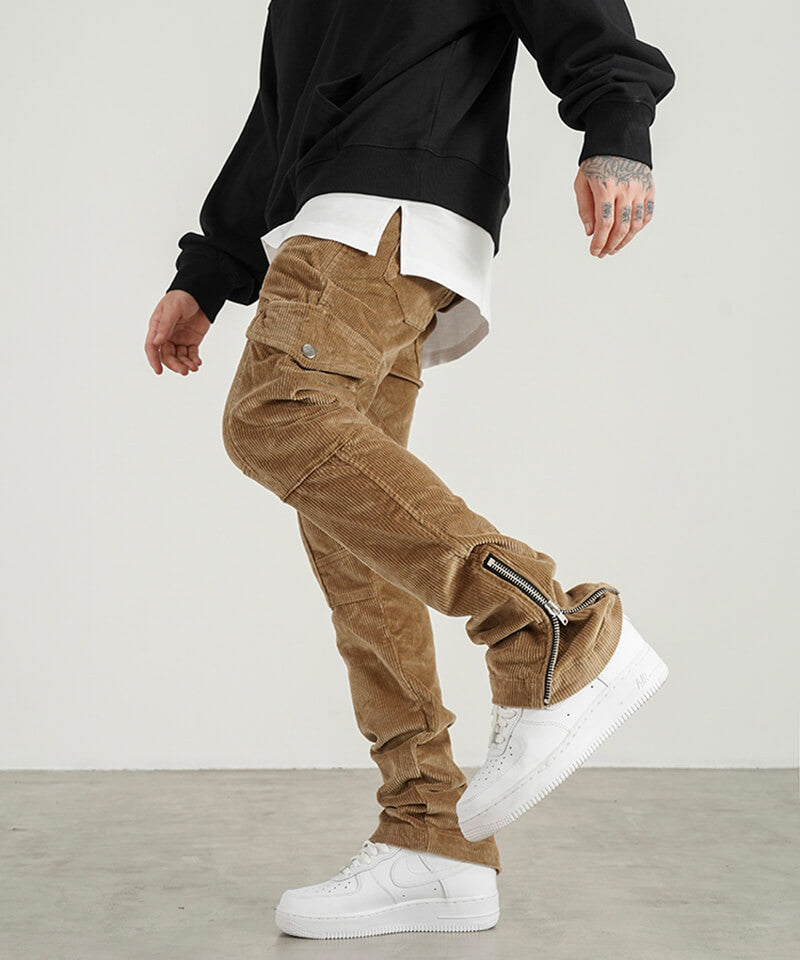 URKOOL 　コーデュロイジッパーカーゴパンツ