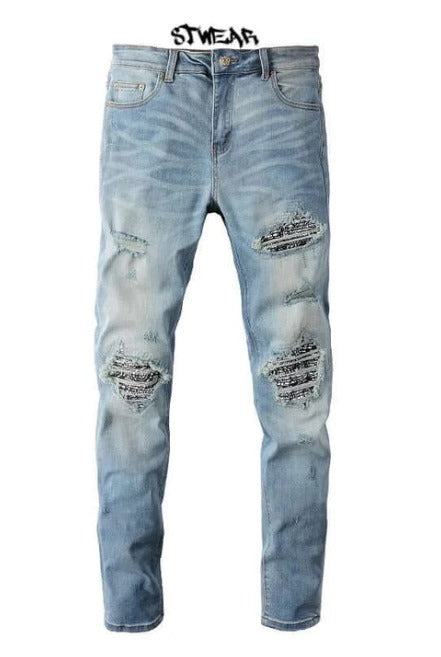 【STWEAR】 大人気♪ UKドリル ASHLEY ダメージデニム 関送込