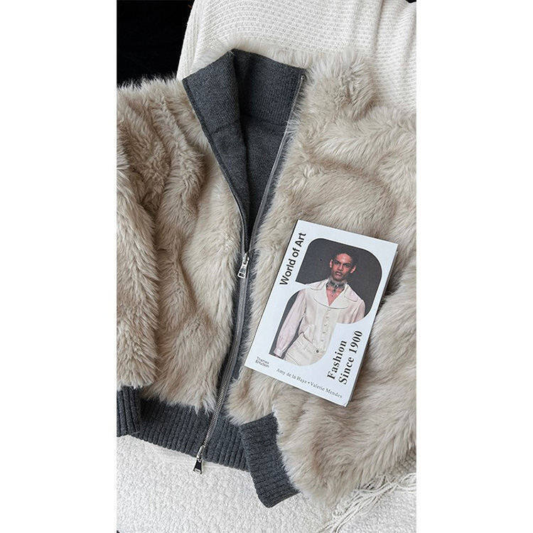 ファー リバーシブル ブルゾン 2色 ニット ジャケット  cr7863