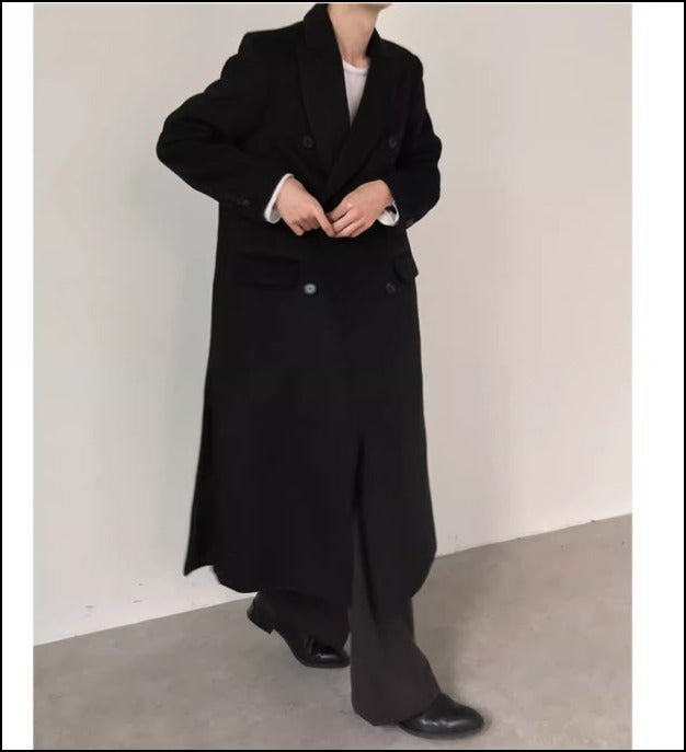 メンズ お洒落 綺麗め ウールタッチ ロングコート シンプル