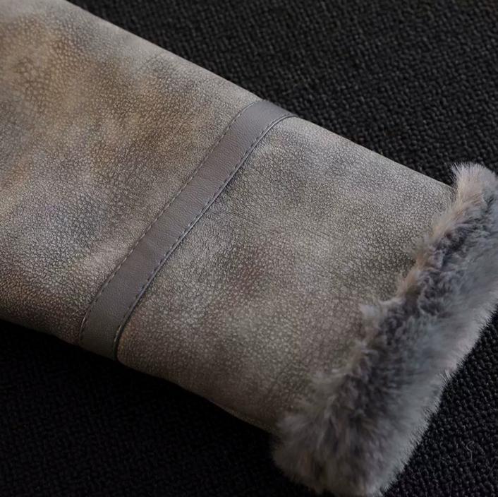 裏ボア レザージャケット グレー フライトジャケット 韓国 n4392