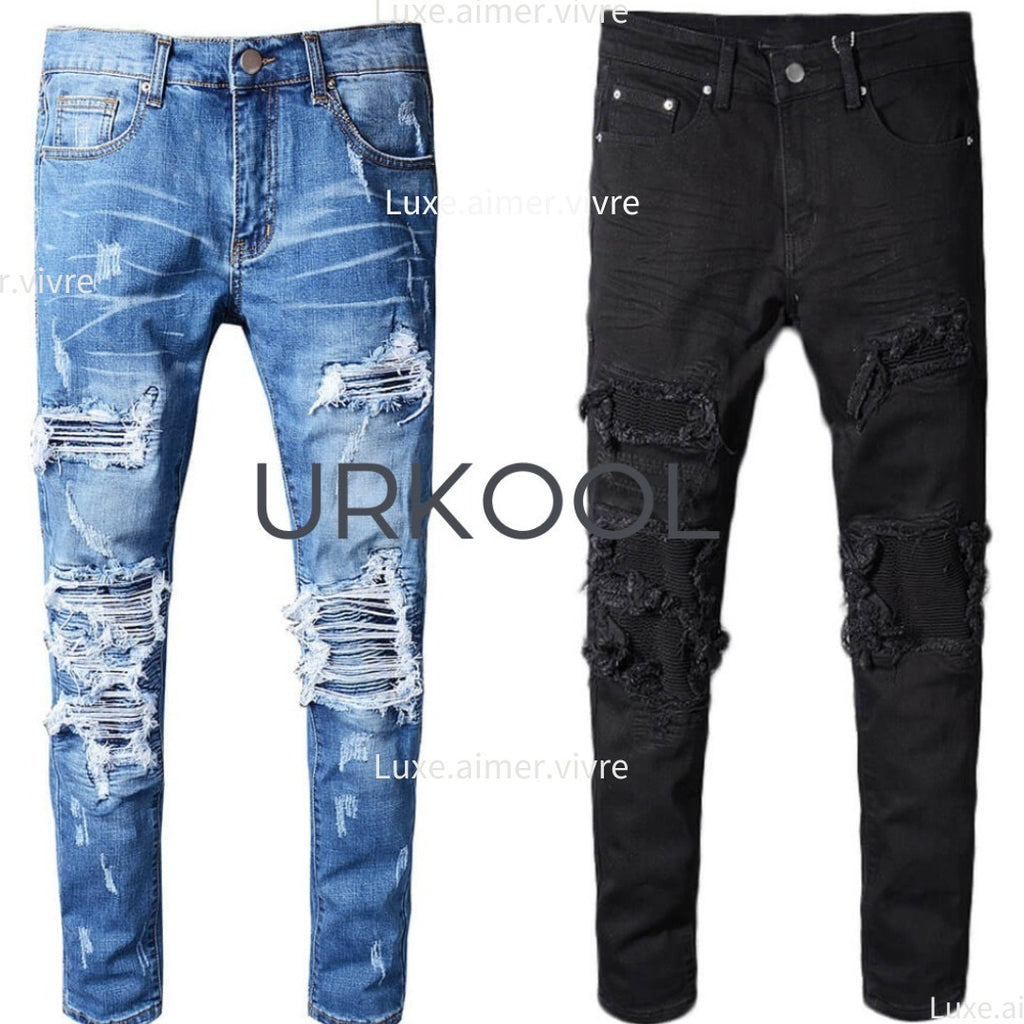 URKOOL　ストリート ダメージ ジーン スキニー