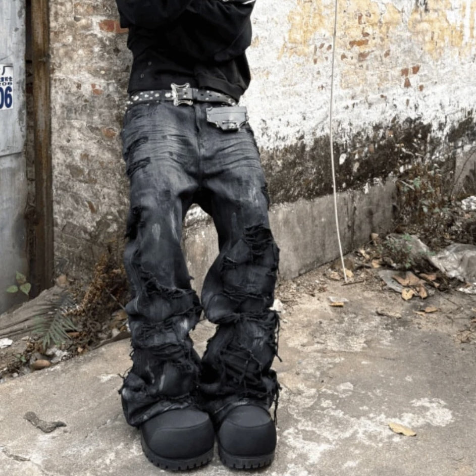 国内で当店のみ GOJOYJINNI - Hand-Distressed Wide-Leg Jeans