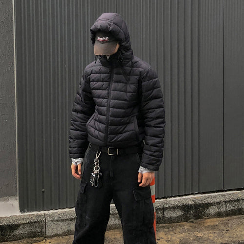 ★韓国人気★ESSU★PREMIUM DIAGONAL ZIPPER HOODED PADDING