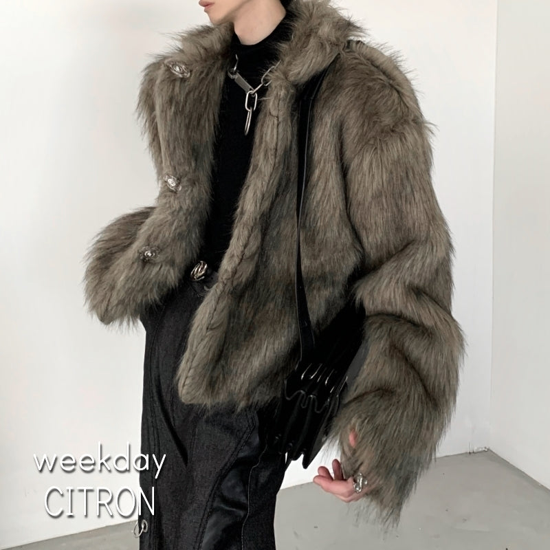 フェイクファー ジャケット 2色 ユニセックス モード 冬 cr2039