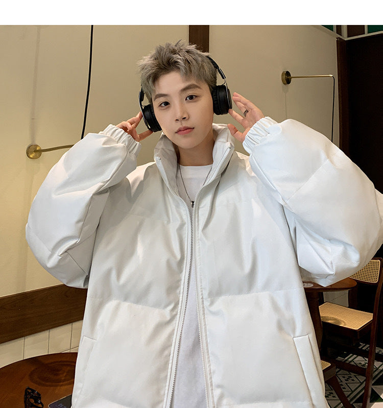 メンズ無地PUレザーダウンジャケットアウター冬