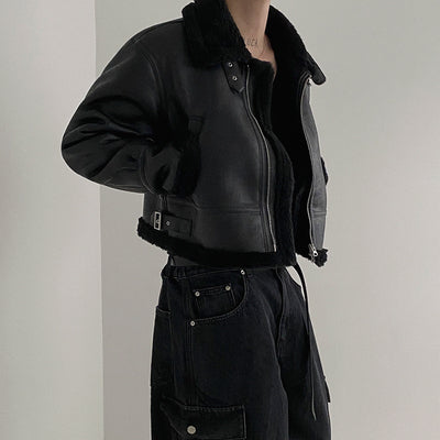 裏ボア レザー ブルゾン 2色 ライダース パイピング cr2037