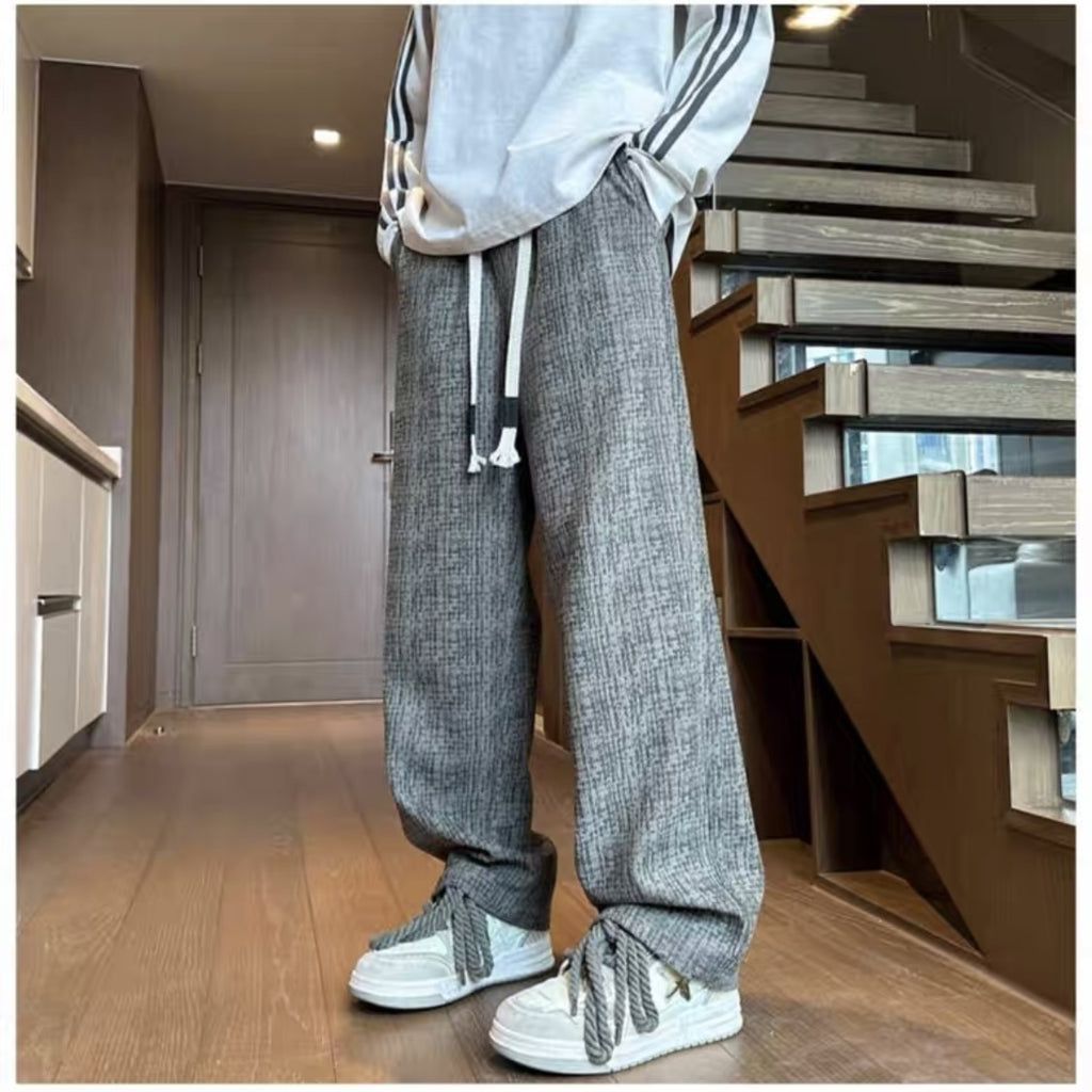 メンズベロアロングパンツストレート春秋おしゃれ