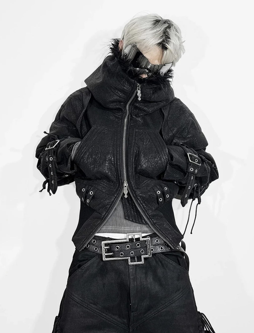 国内未入荷 ATA NOTHINGNESS - Fur Hooded Leather Jacket