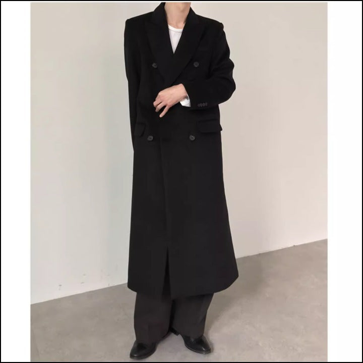 メンズ お洒落 綺麗め ウールタッチ ロングコート シンプル