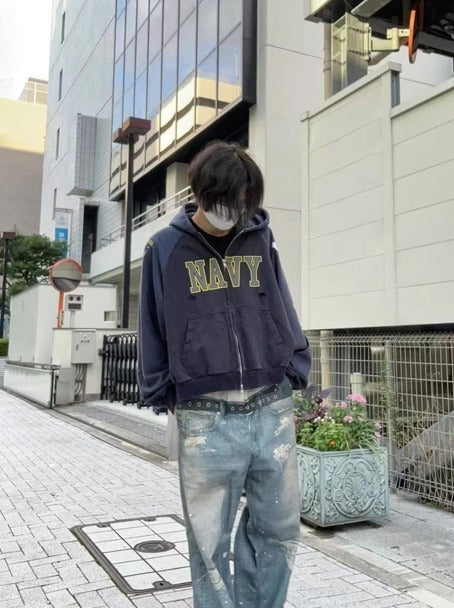 メンズ ダブルウエスト ベルト付きワイドレッグ ルーズ ジーンズ