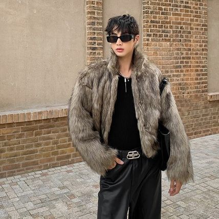 エコファー コート ショート丈 メンズ ジャケット ユニセックス