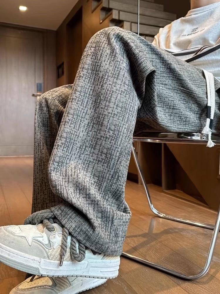 メンズベロアロングパンツストレート春秋おしゃれ