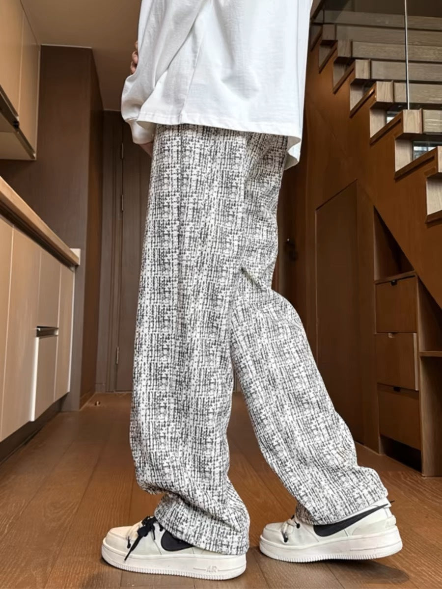 メンズベロアロングパンツストレート春秋おしゃれ