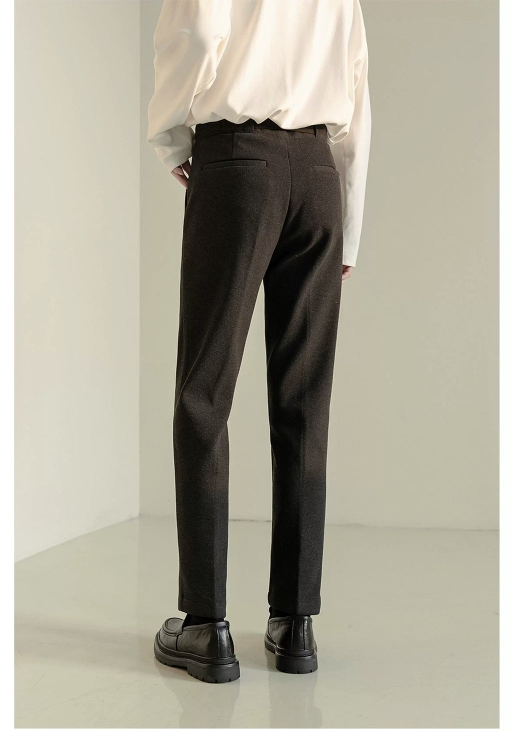 メンズ無地ラシャスラックスロングパンツ秋冬おしゃれ