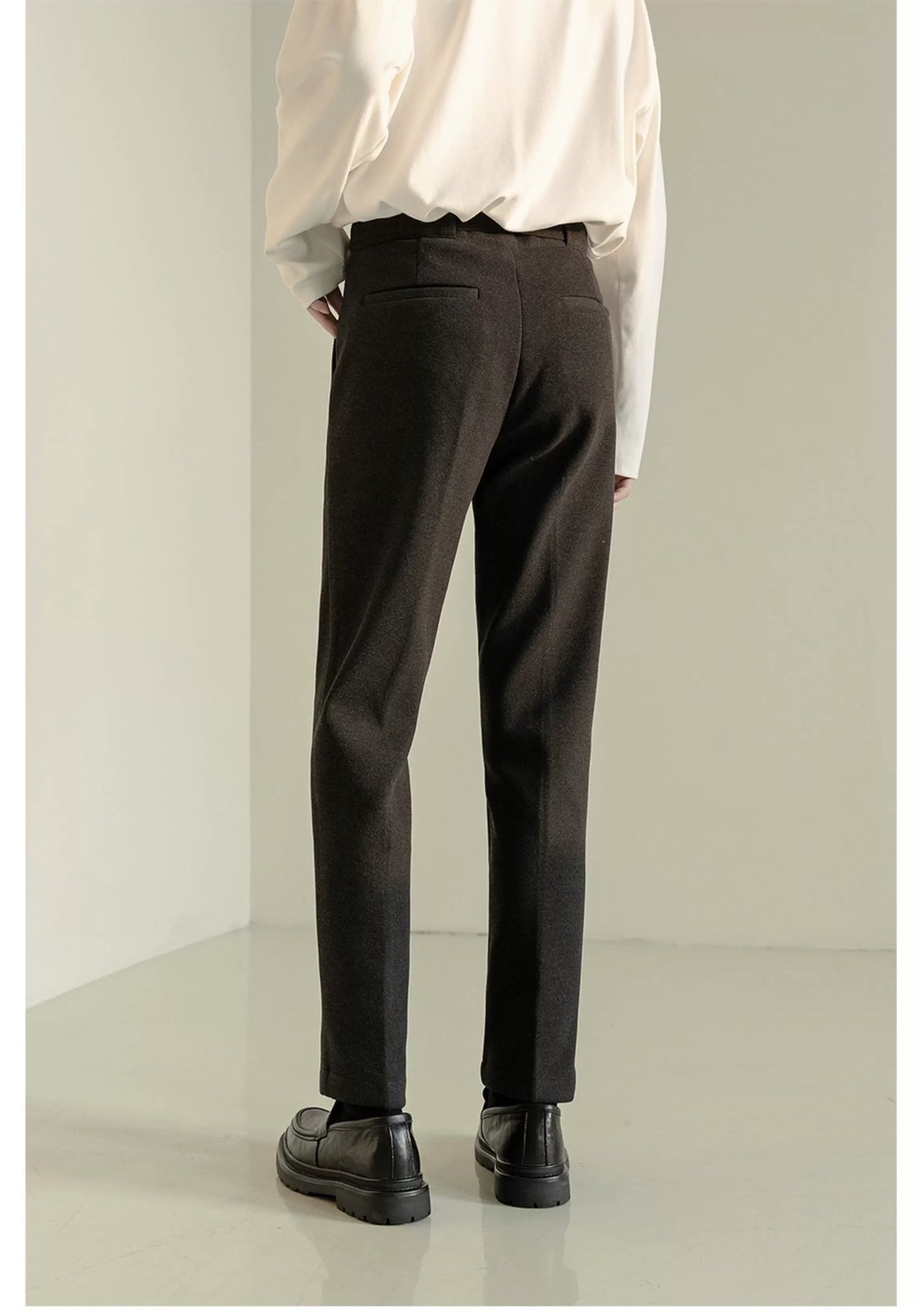 メンズ無地ラシャスラックスロングパンツ秋冬おしゃれ