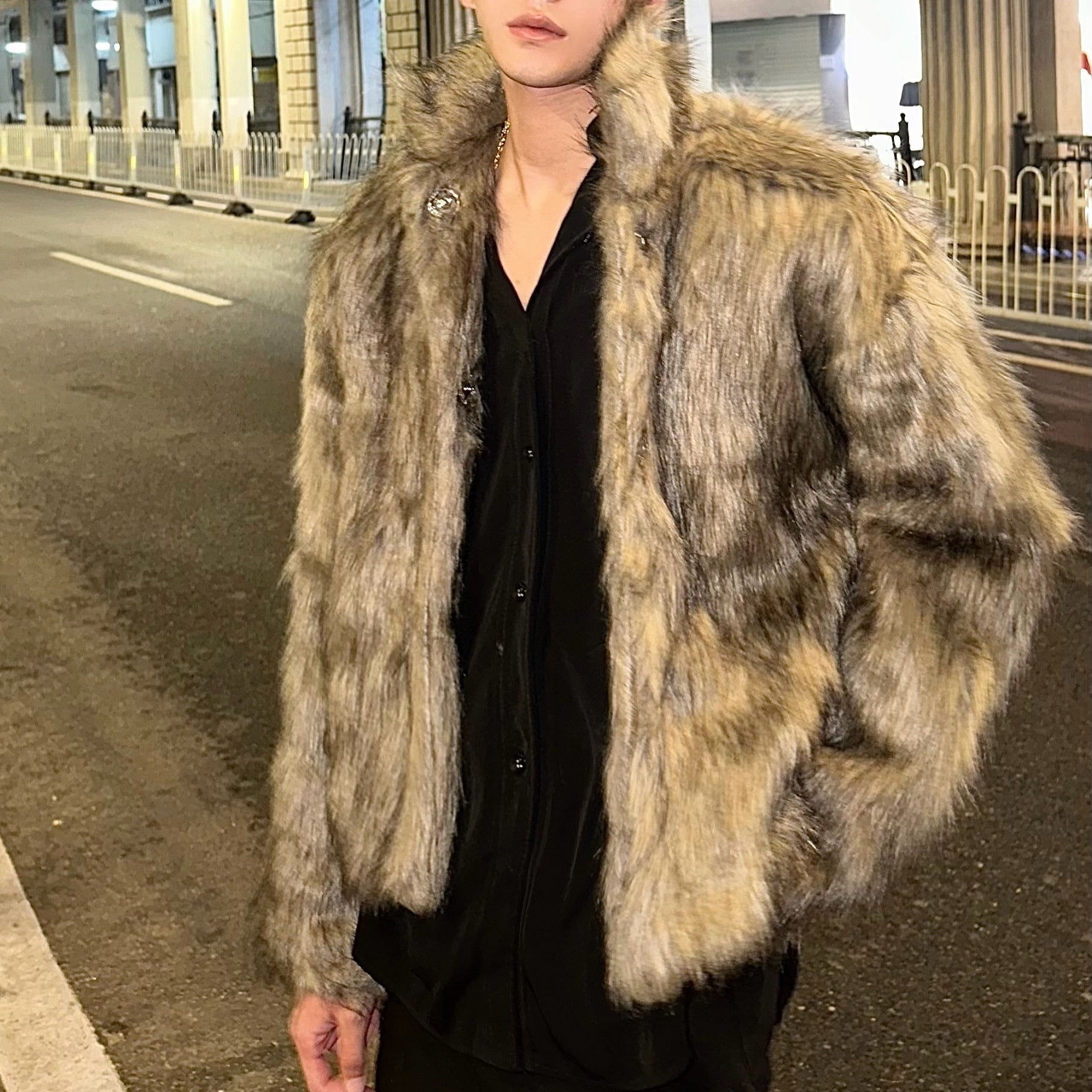 ファー ショートコート ミンク調 ジャケット 韓国 2色 hr6090