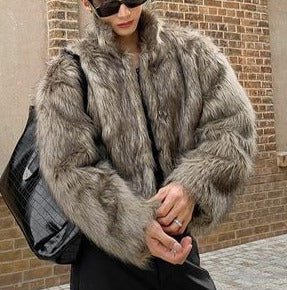 エコファー コート ショート丈 メンズ ジャケット ユニセックス