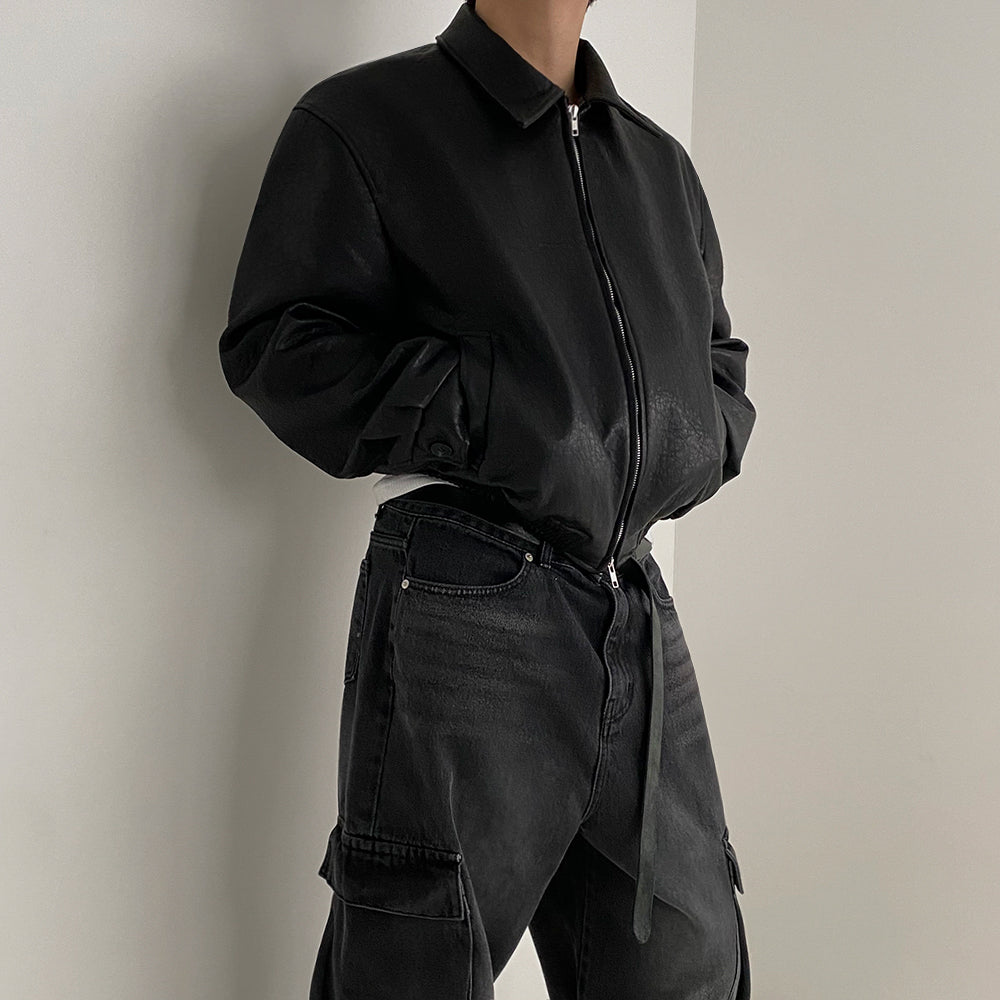 ショート レザー ジャケット 2色 ライダースジャケット cr5519